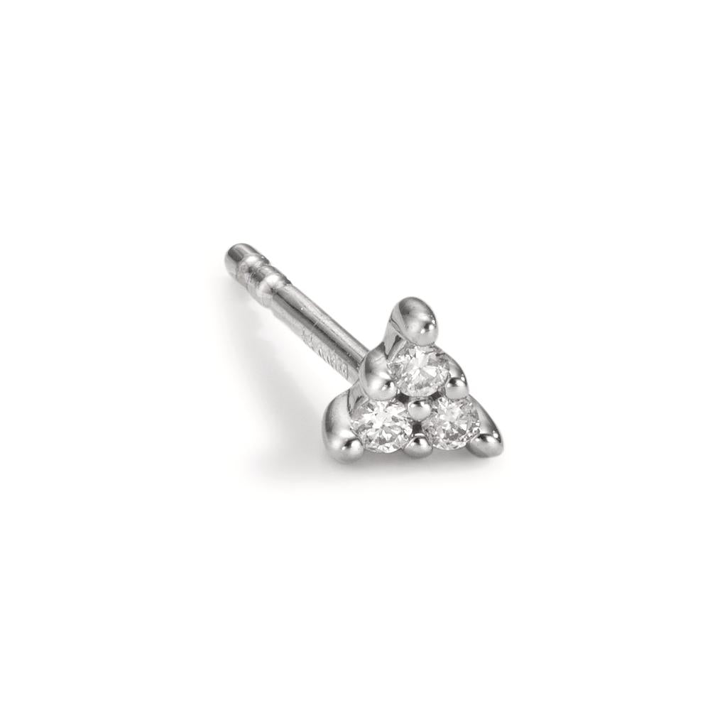 Ørestik 1 stk 750/18K hvidguld Diamant 0.025 ct, 3 Sten , w-pi1 Ø3.5 mm