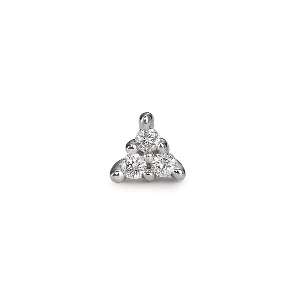 Ørestik 1 stk 750/18K hvidguld Diamant 0.025 ct, 3 Sten , w-pi1 Ø3.5 mm