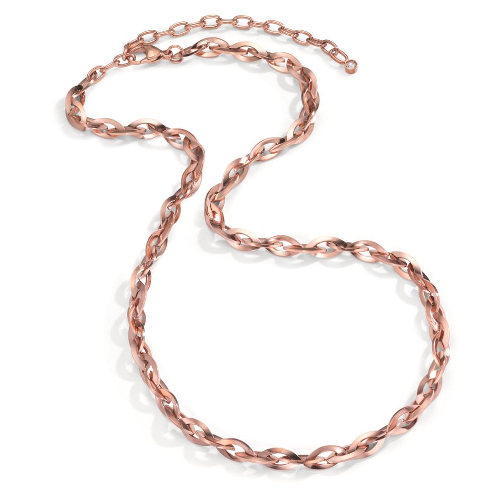 Collier Rustfrit stål Zirconia rose IP belagt 50-60 cm