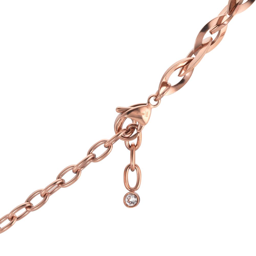 Collier Rustfrit stål Zirconia rose IP belagt 50-60 cm