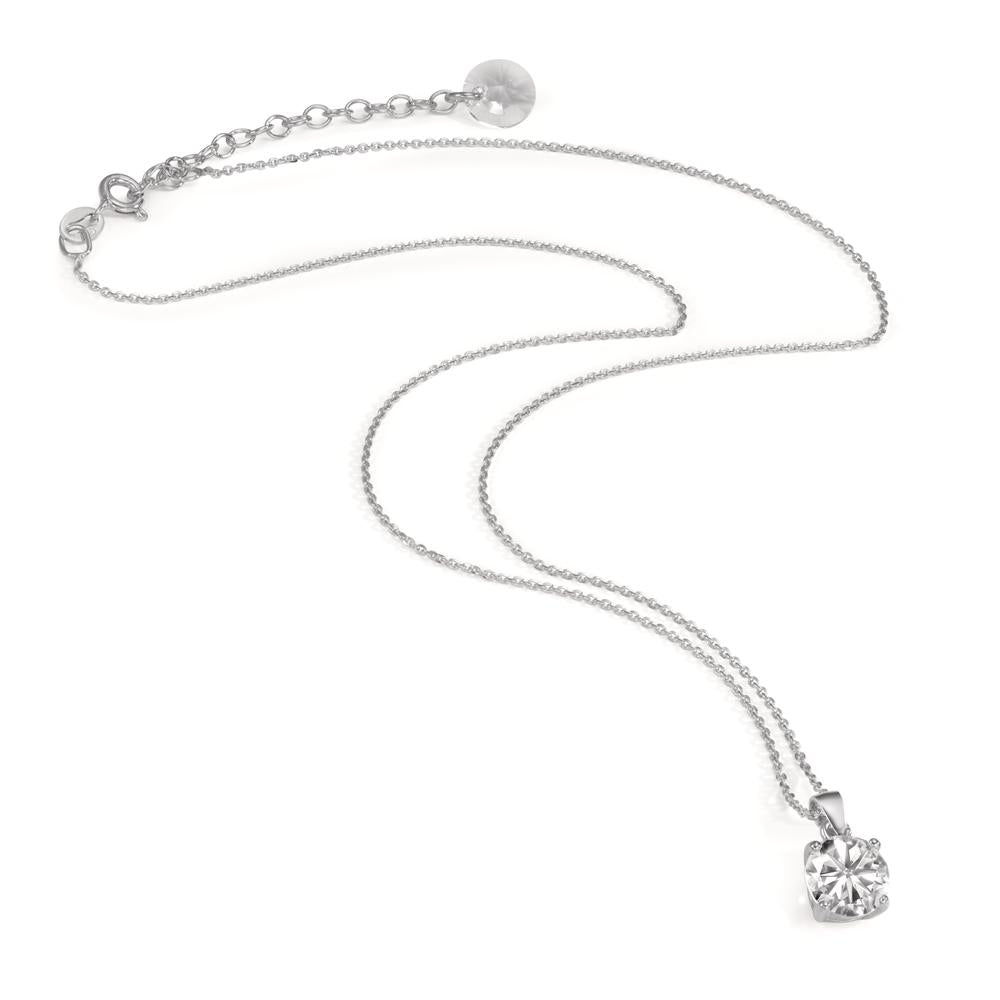 Collier Sølv Zirconia 2 Sten rhodineret 42-47 cm