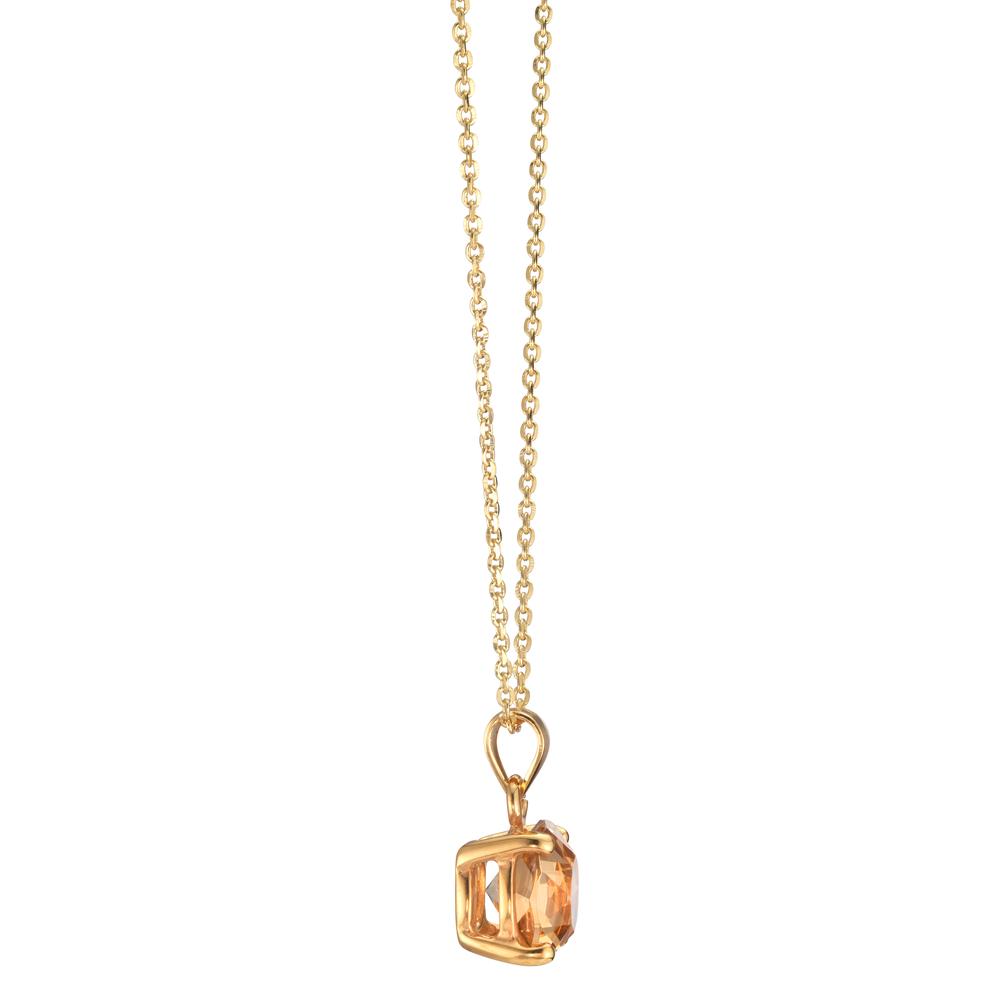 Collier Sølv Zirconia champagne , 2 Sten gul forgyldt 42-47 cm