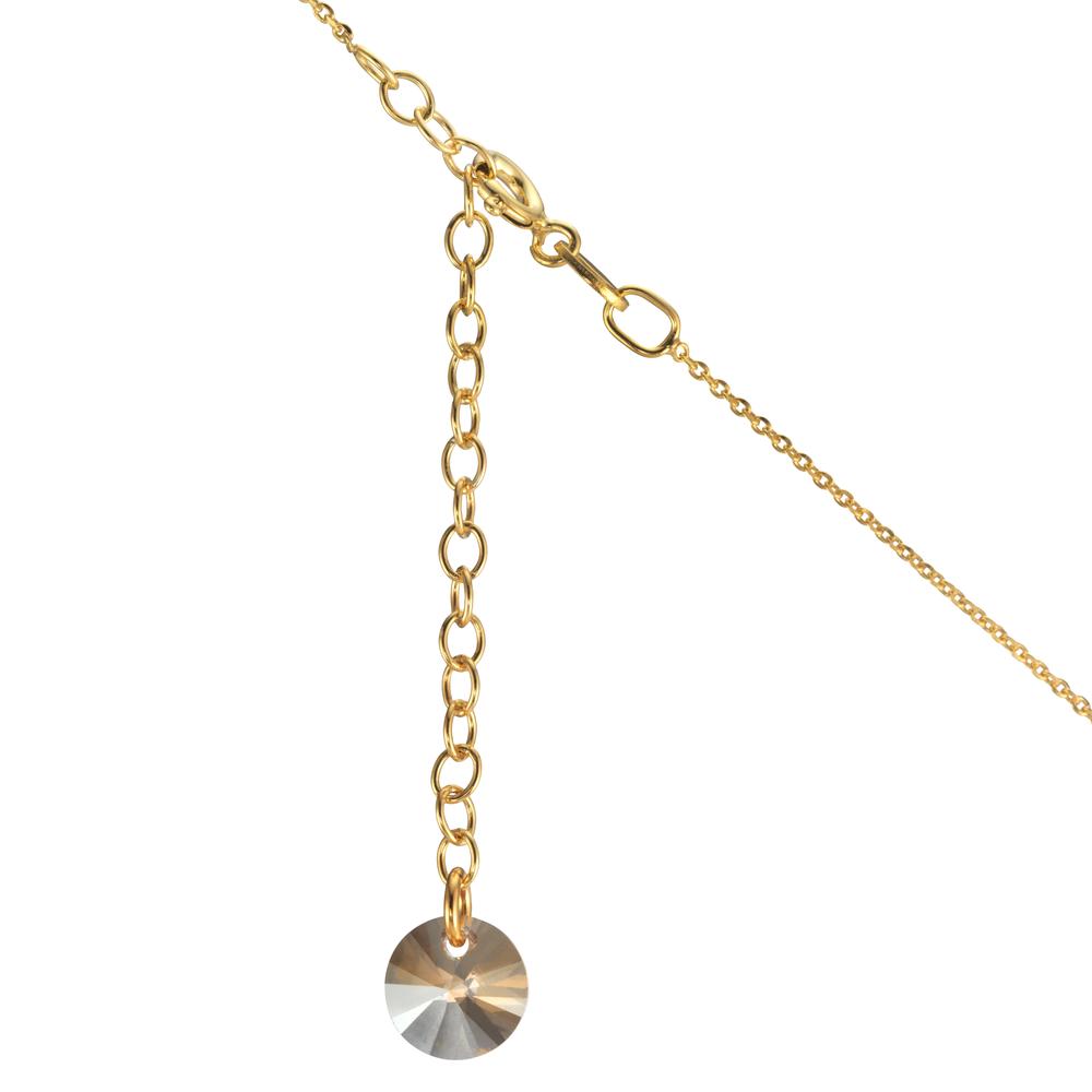 Collier Sølv Zirconia champagne , 2 Sten gul forgyldt 42-47 cm