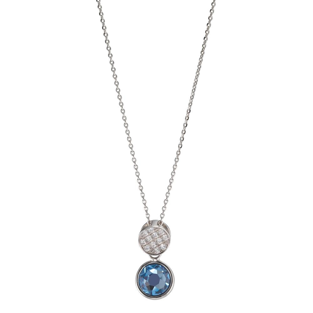 Collier Sølv Zirconia aqua rhodineret 42-47 cm