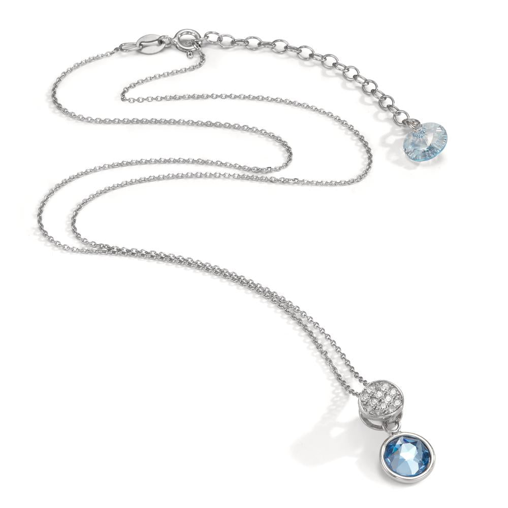 Collier Sølv Zirconia aqua rhodineret 42-47 cm