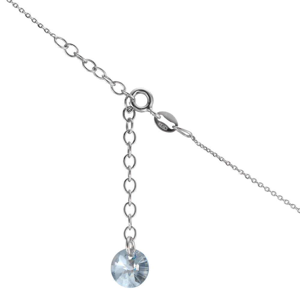 Collier Sølv Zirconia aqua rhodineret 42-47 cm