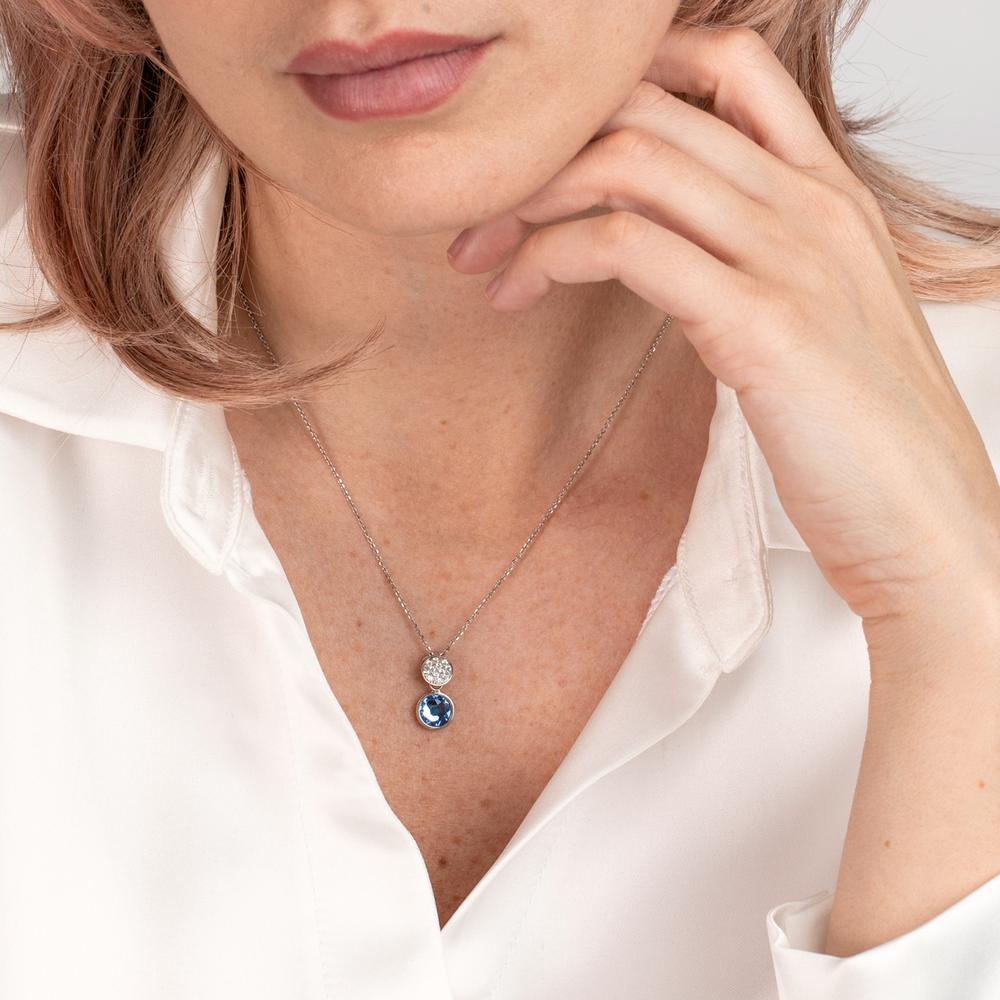 Collier Sølv Zirconia aqua rhodineret 42-47 cm