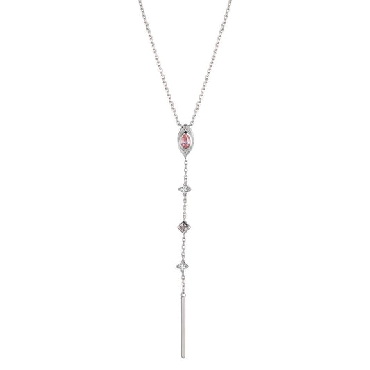 Collier Sølv Zirconia 4 Sten rhodineret 39-45 cm