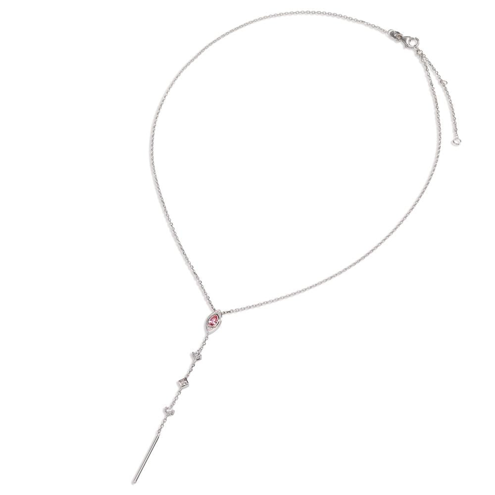 Collier Sølv Zirconia 4 Sten rhodineret 39-45 cm