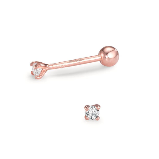 Piercing Sølv Zirconia 2 Sten rose forgyldt Ø2.2 mm