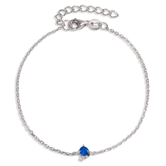 Armbånd Sølv Zirconia safir blå , 2 Sten rhodineret 16-19 cm