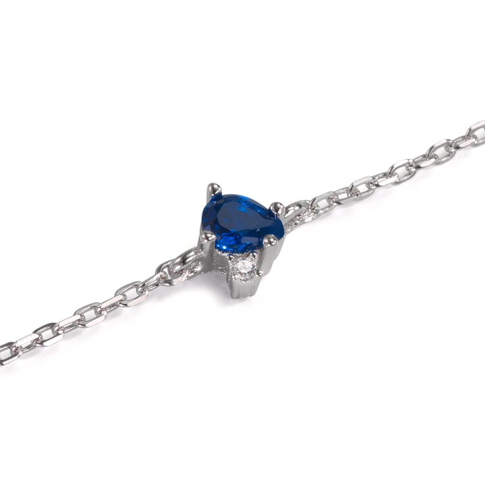 Armbånd Sølv Zirconia safir blå , 2 Sten rhodineret 16-19 cm