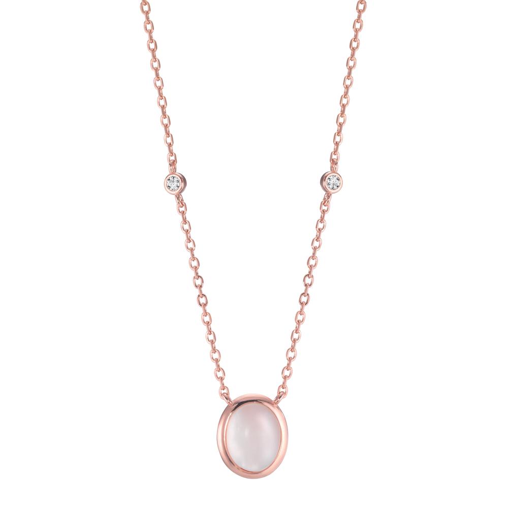 Collier Sølv Zirconia 2 Sten rose forgyldt Perlemor 40-45 cm