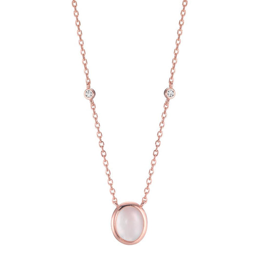 Collier Sølv Zirconia 2 Sten rose forgyldt Perlemor 40-45 cm