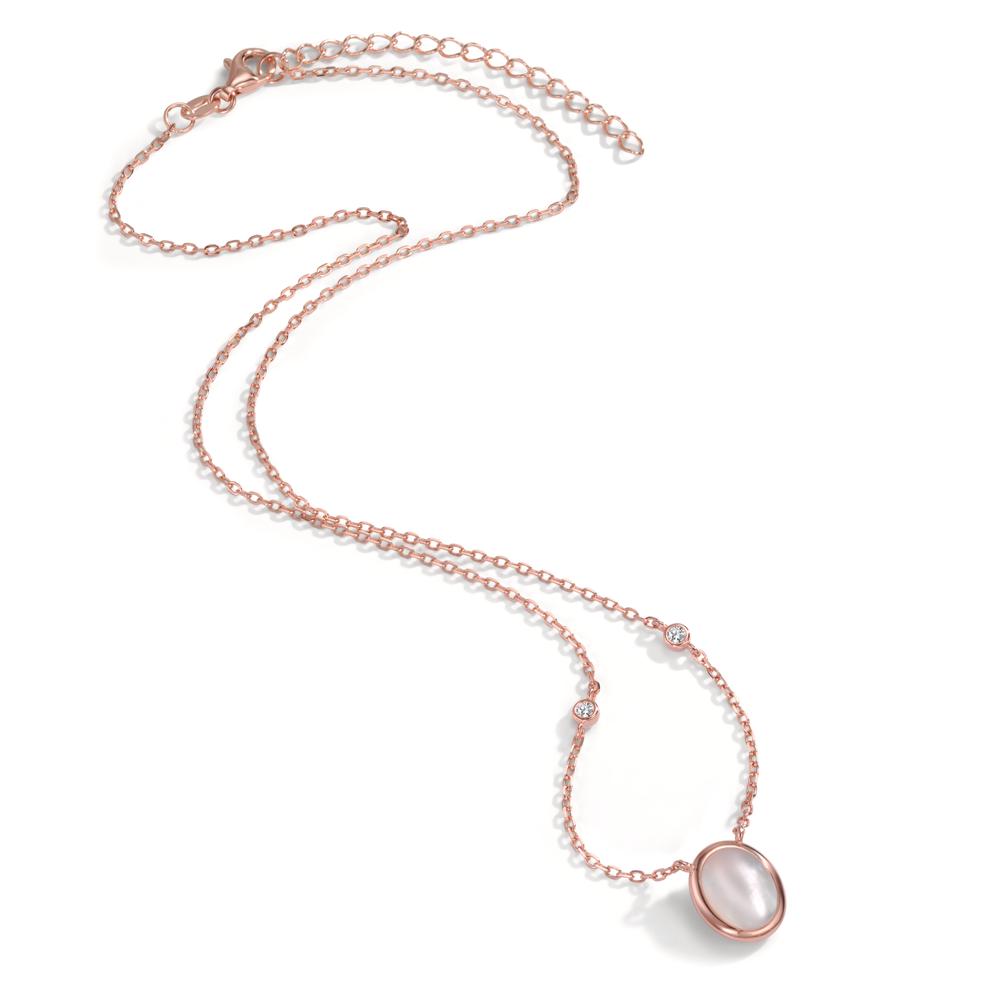 Collier Sølv Zirconia 2 Sten rose forgyldt Perlemor 40-45 cm