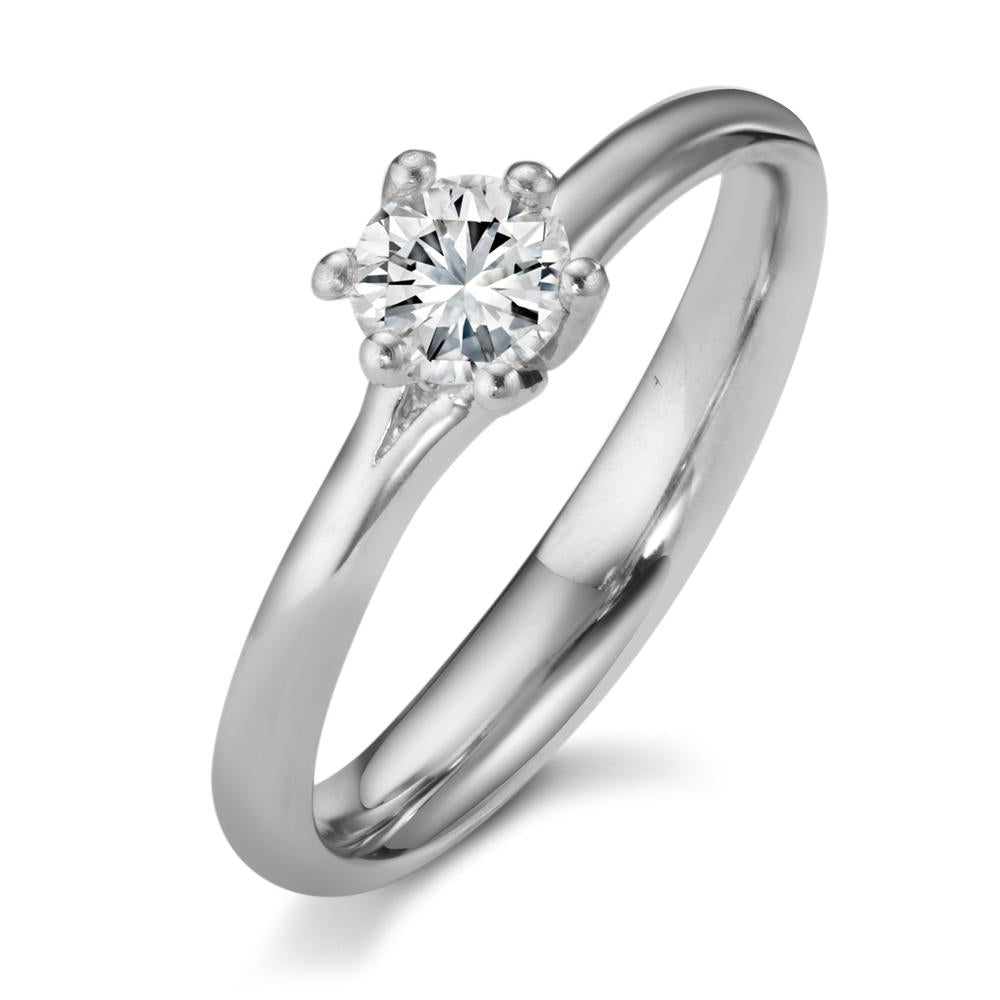 Solitaire ring 950 platin Diamant 0.40 ct, w-si, GIA