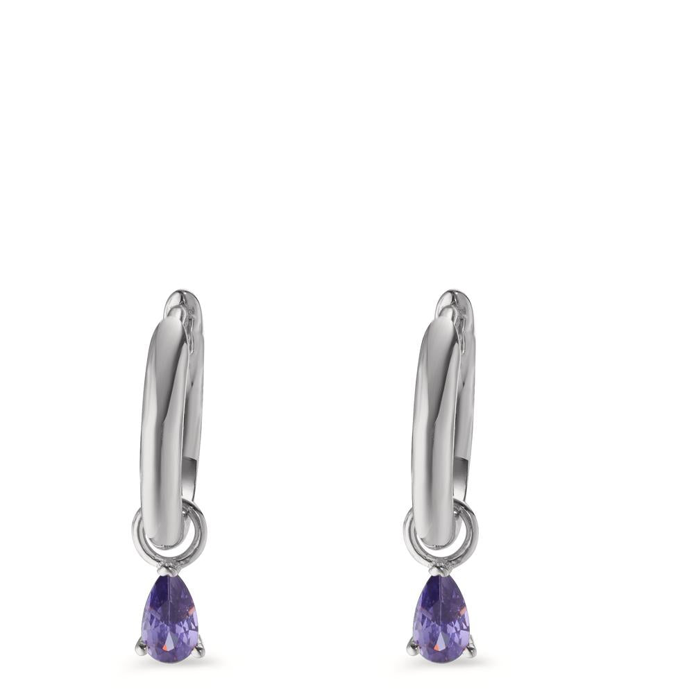 Click kreoler Sølv Zirconia violet , 2 Sten rhodineret