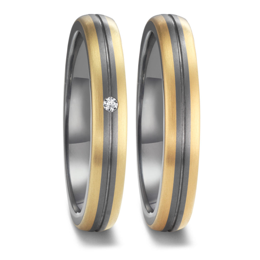 Partnerringe 999 tantal, 750/18K guld Diamant 0.02 ct, w-si