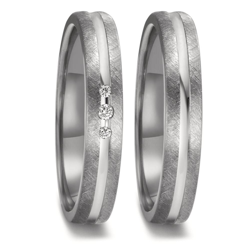 Partnerringe 999 tantal, 950 platin Diamant 0.04 ct, 3 Sten , w-si