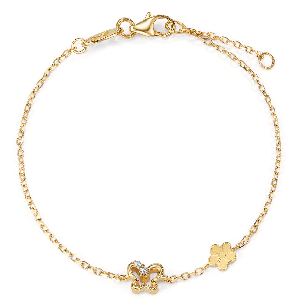 Armbånd 585/14K guld Zirconia 2 Sten sommerfugl 14-16 cm