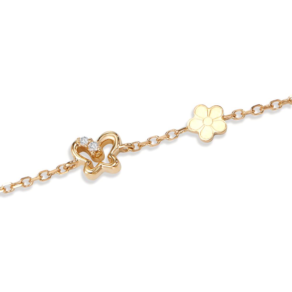 Armbånd 585/14K guld Zirconia 2 Sten sommerfugl 14-16 cm