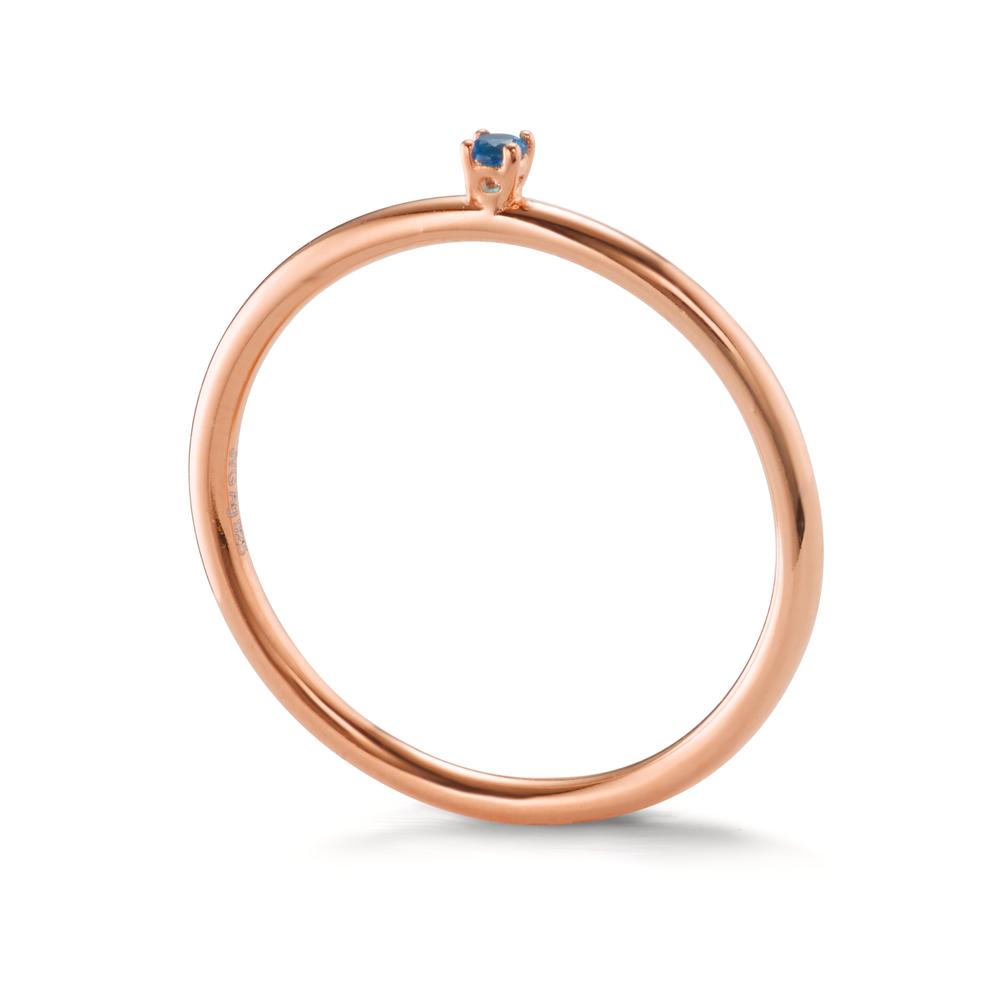 Indsæt ring Sølv Zirconia blå , 2 mm rose forgyldt