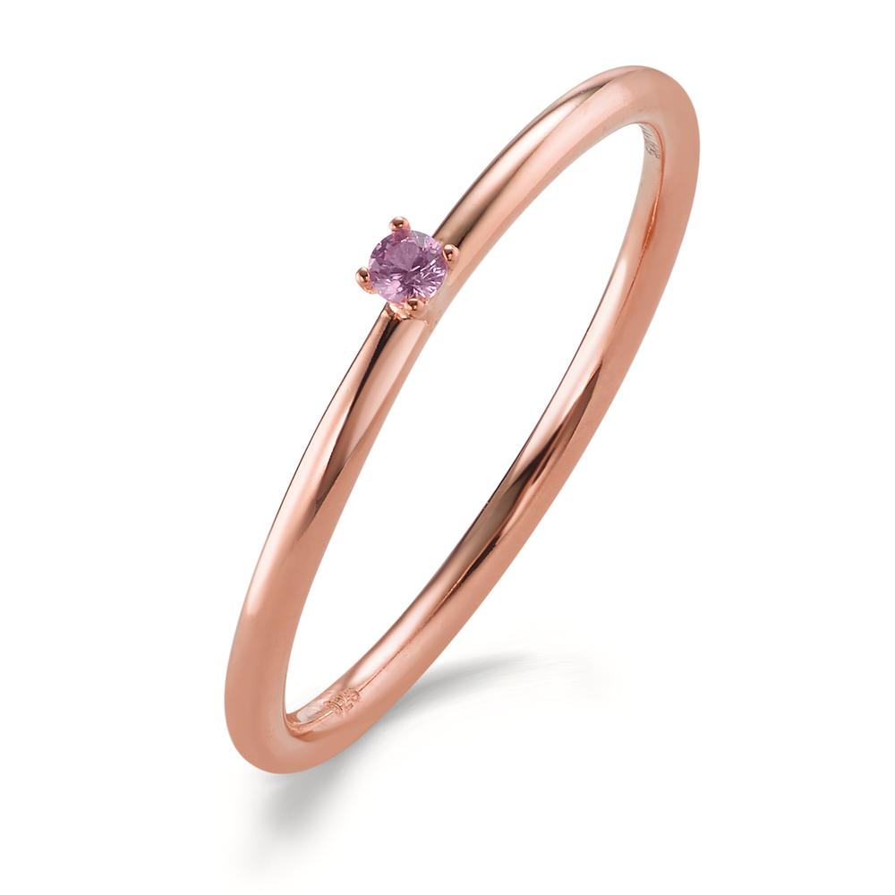 Indsæt ring Sølv Zirconia lyserød , 2 mm rose forgyldt