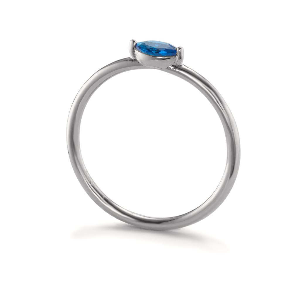 Solitaire ring Sølv Zirconia blå rhodineret