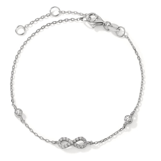 Armbånd Sølv Zirconia rhodineret Uendelighed 16-19 cm