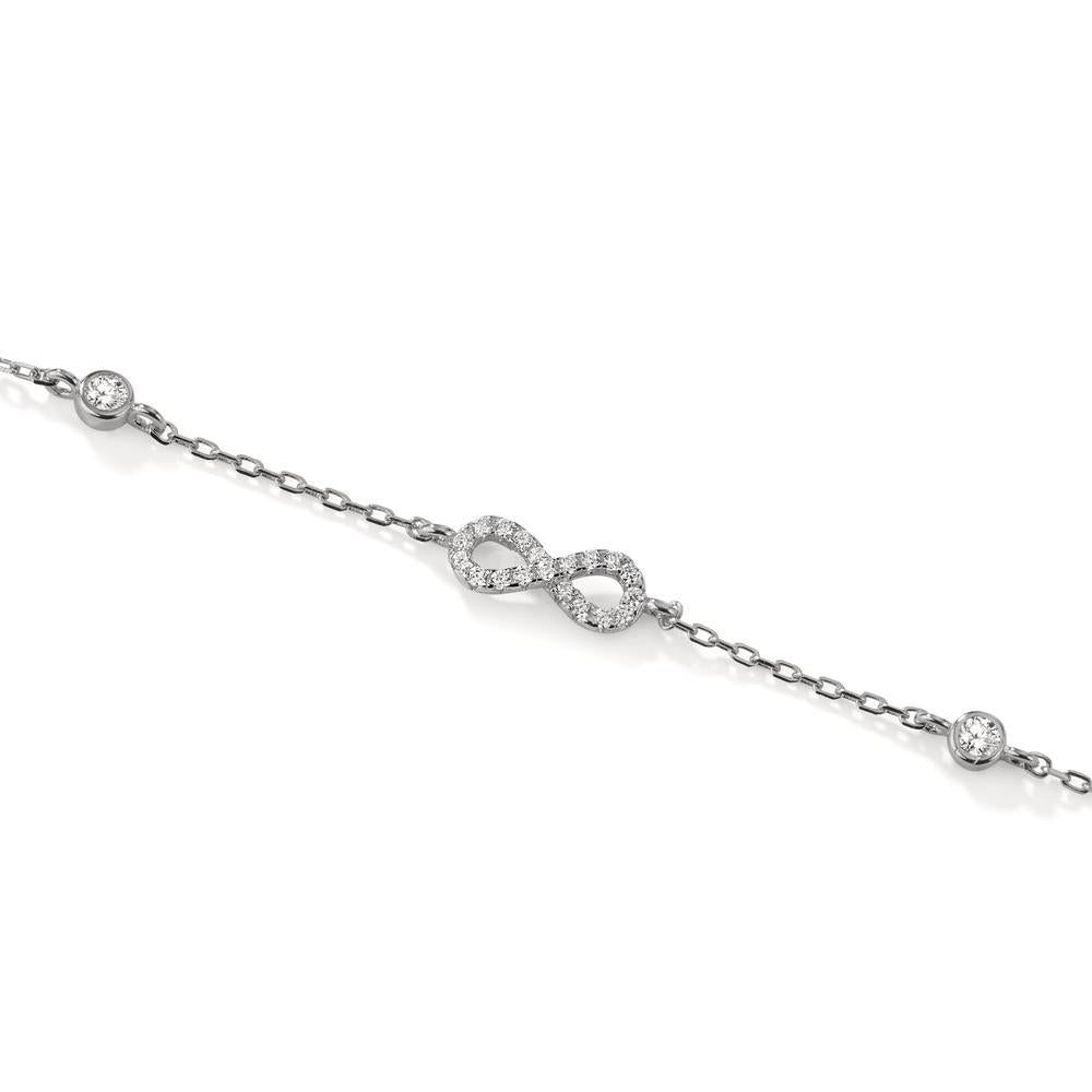 Armbånd Sølv Zirconia rhodineret Uendelighed 16-19 cm