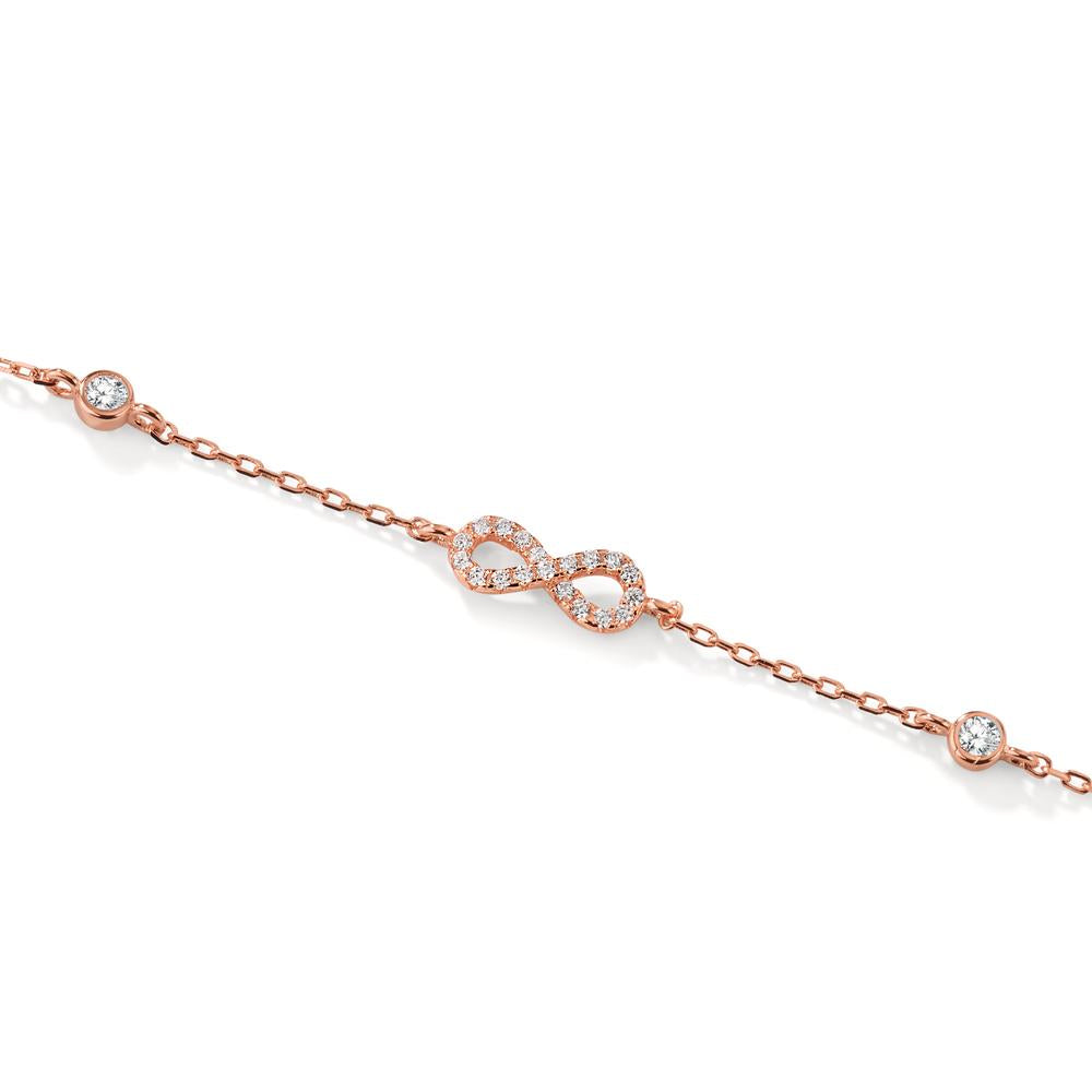 Armbånd Sølv Zirconia rose forgyldt Uendelighed 16-19 cm