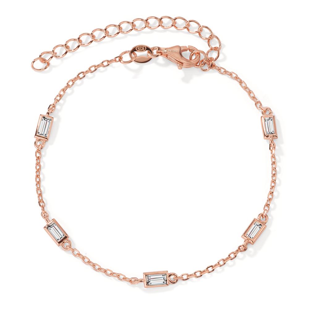 Armbånd Sølv Zirconia 5 Sten rose forgyldt 15.5-20.5 cm