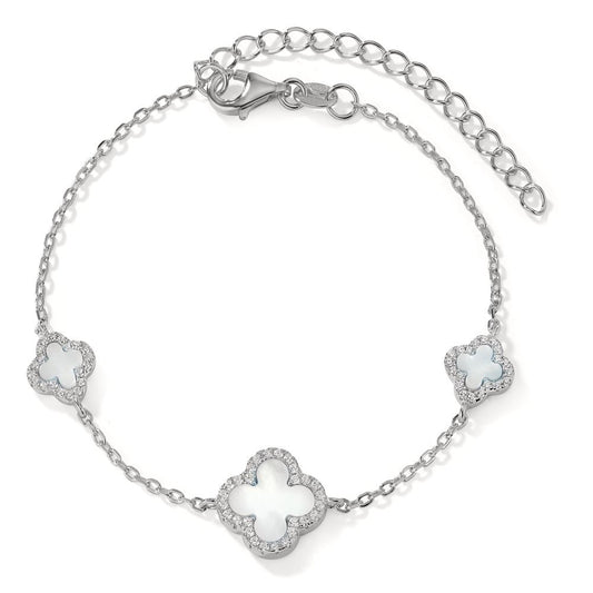 Armbånd Sølv Zirconia rhodineret Perlemor 16-19 cm