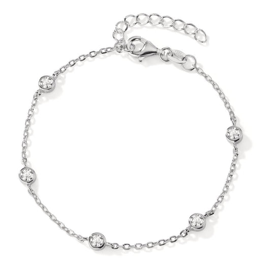 Armbånd Sølv Zirconia 5 Sten rhodineret 16-19 cm