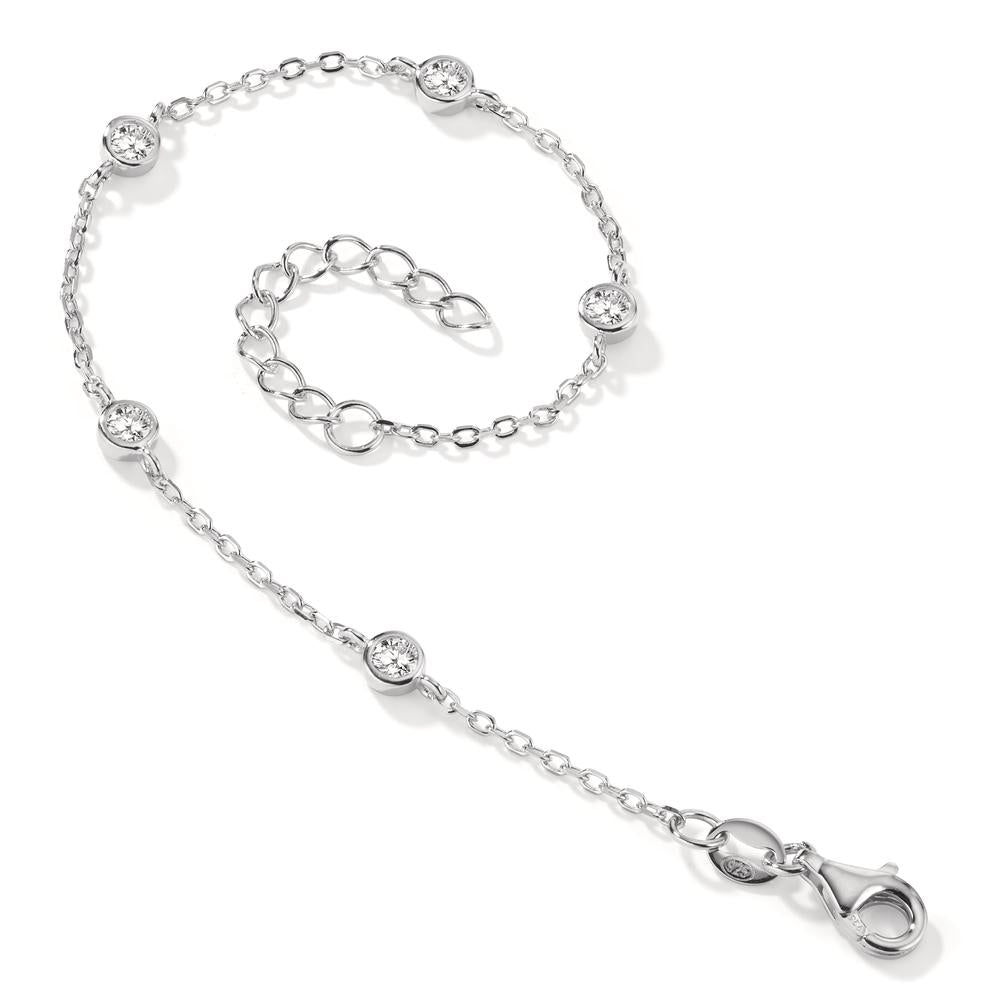 Armbånd Sølv Zirconia 5 Sten rhodineret 16-19 cm