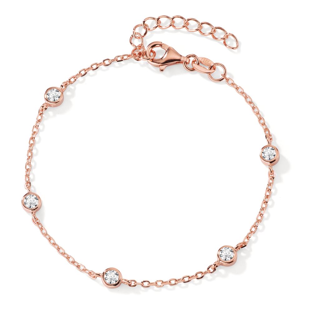 Armbånd Sølv Zirconia 5 Sten rose forgyldt 16-19 cm