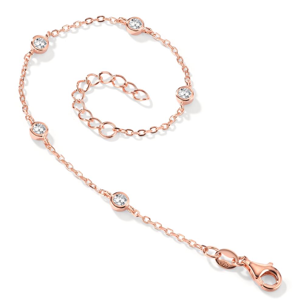 Armbånd Sølv Zirconia 5 Sten rose forgyldt 16-19 cm