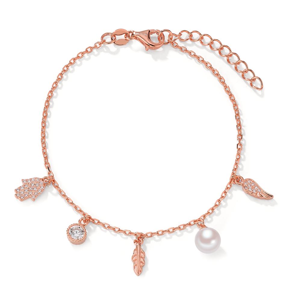 Armbånd Sølv Zirconia rose forgyldt Skinnende perler 16-19 cm