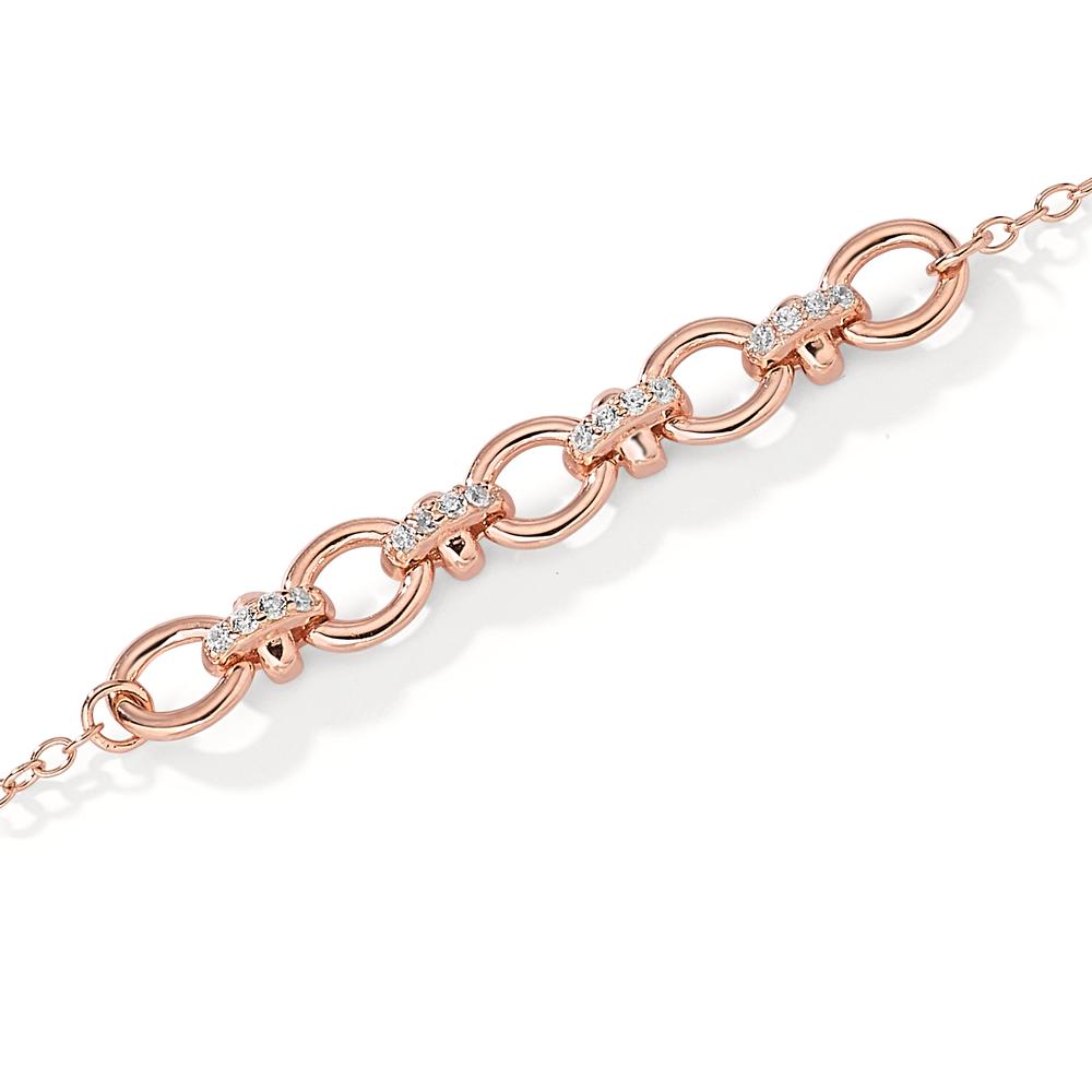 Armbånd Sølv Zirconia 16 Sten rose forgyldt 16-19 cm