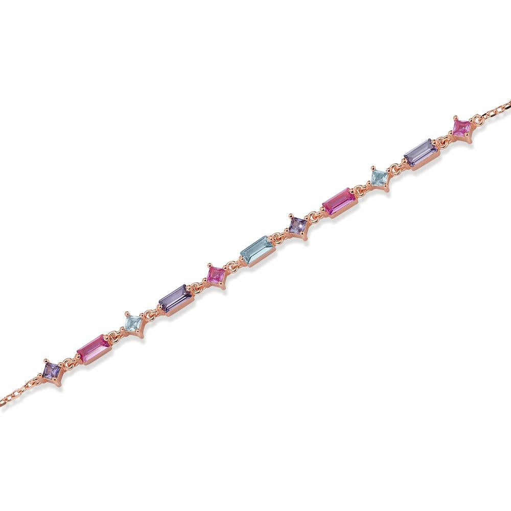 Armbånd Sølv Zirconia 11 Sten rose forgyldt 16-19 cm