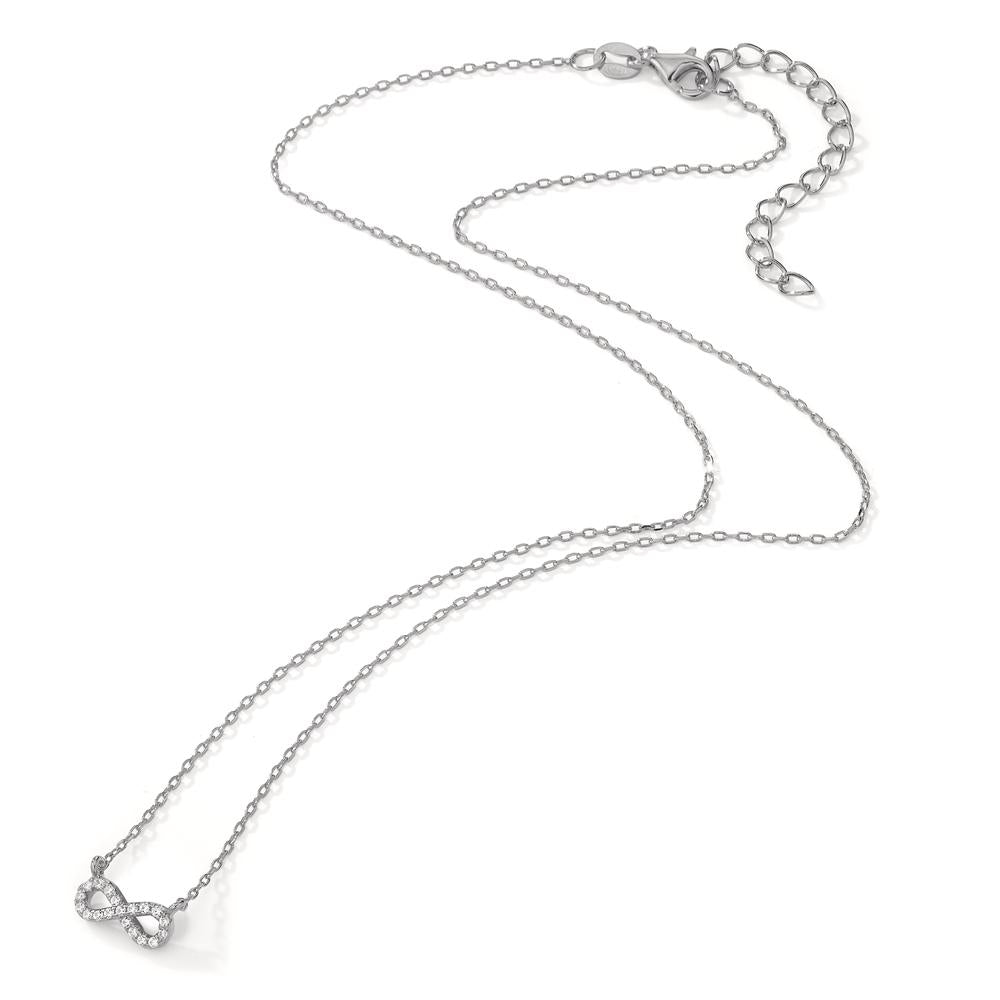 Collier Sølv Zirconia 19 Sten rhodineret Uendelighed 40-45 cm