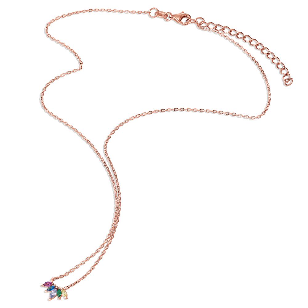 Collier Sølv Zirconia 5 Sten rose forgyldt 40-45 cm