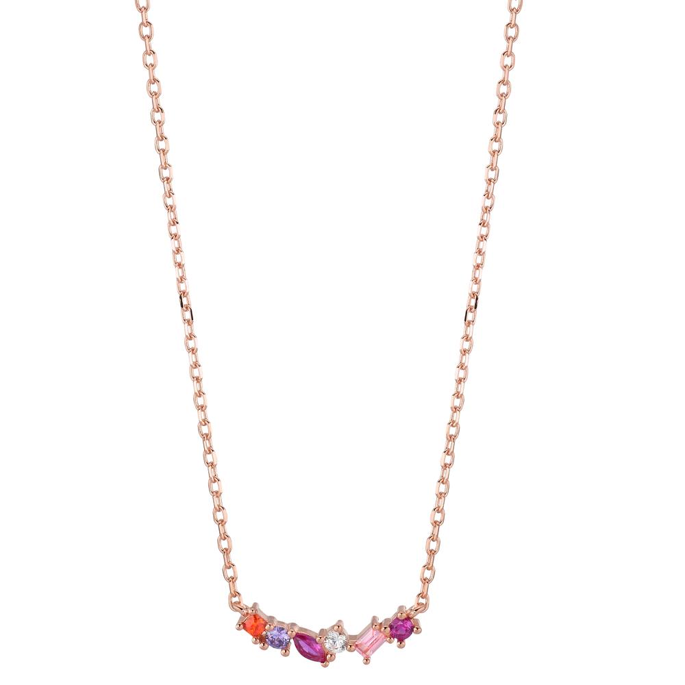 Collier Sølv Zirconia 6 Sten rose forgyldt 40-45 cm