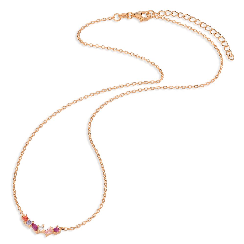 Collier Sølv Zirconia 6 Sten rose forgyldt 40-45 cm