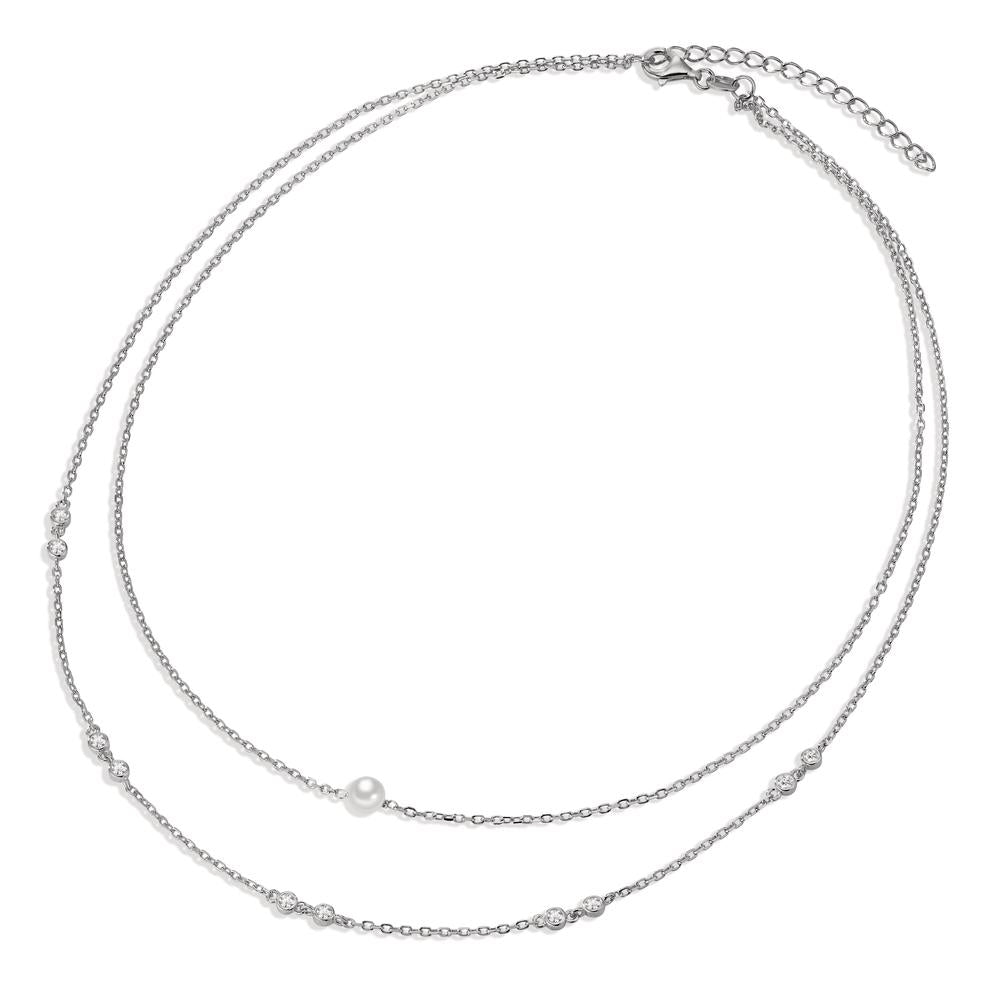 Collier Sølv Zirconia 10 Sten rhodineret Skinnende perler 40-45 cm