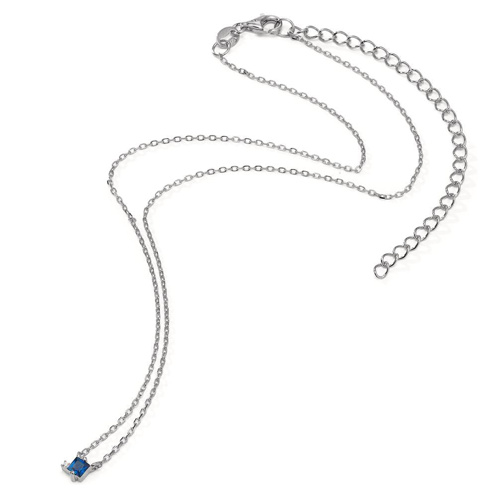 Collier Sølv Zirconia 2 Sten rhodineret 35-43 cm