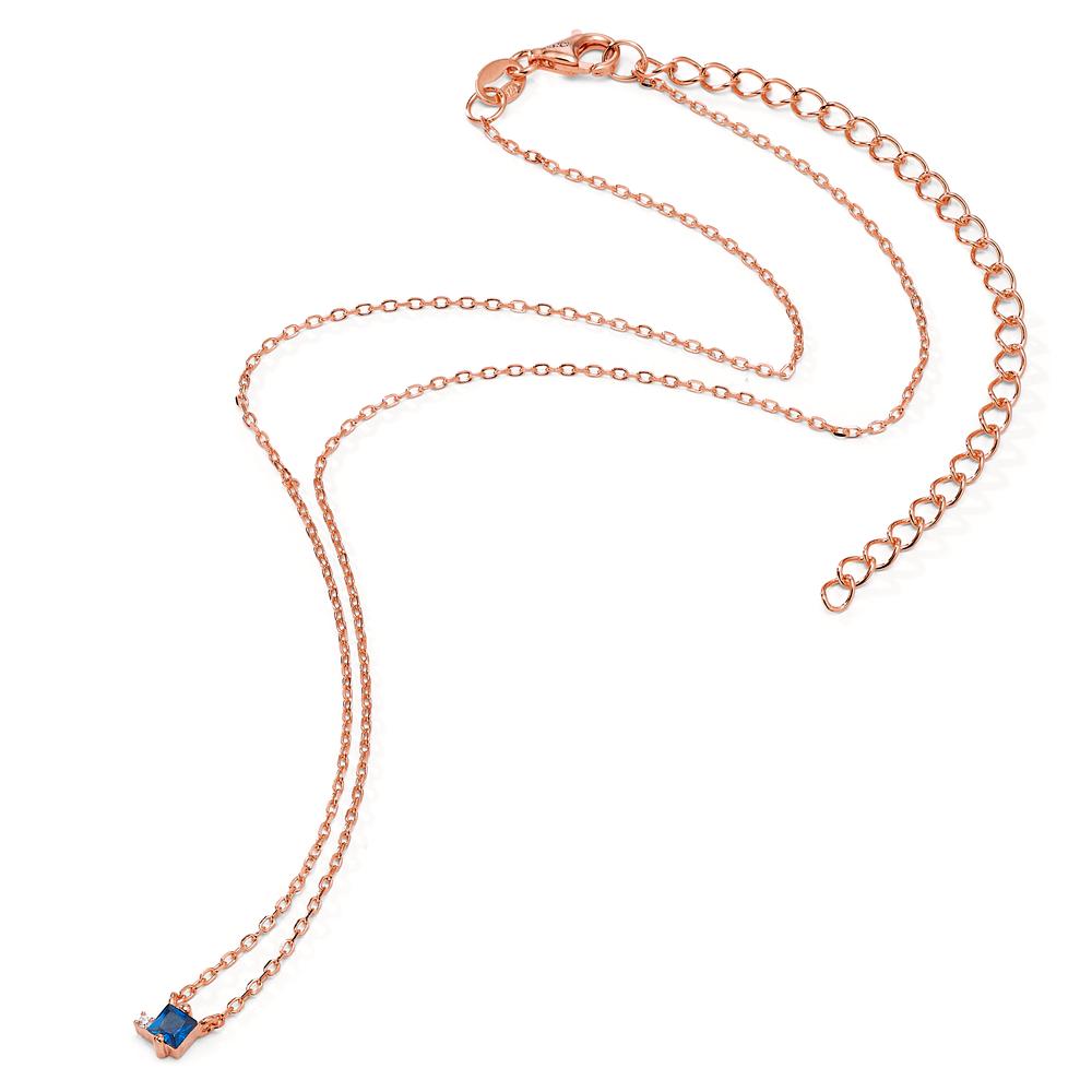 Collier Sølv Zirconia 2 Sten rose forgyldt 35-43 cm