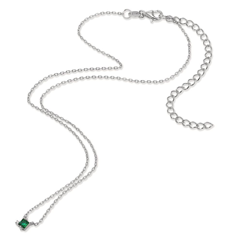 Collier Sølv Zirconia 2 Sten rhodineret 35-43 cm