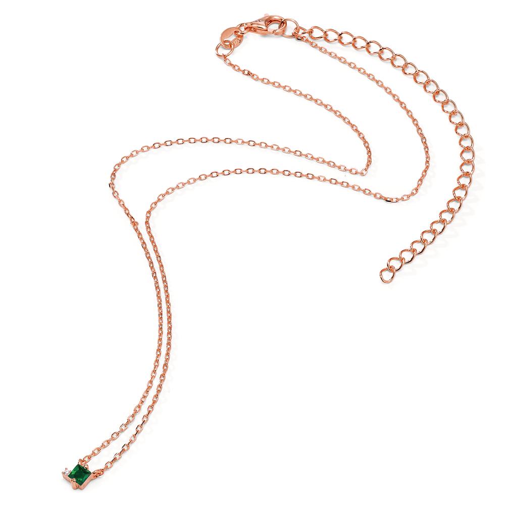 Collier Sølv Zirconia 2 Sten rose forgyldt 35-43 cm