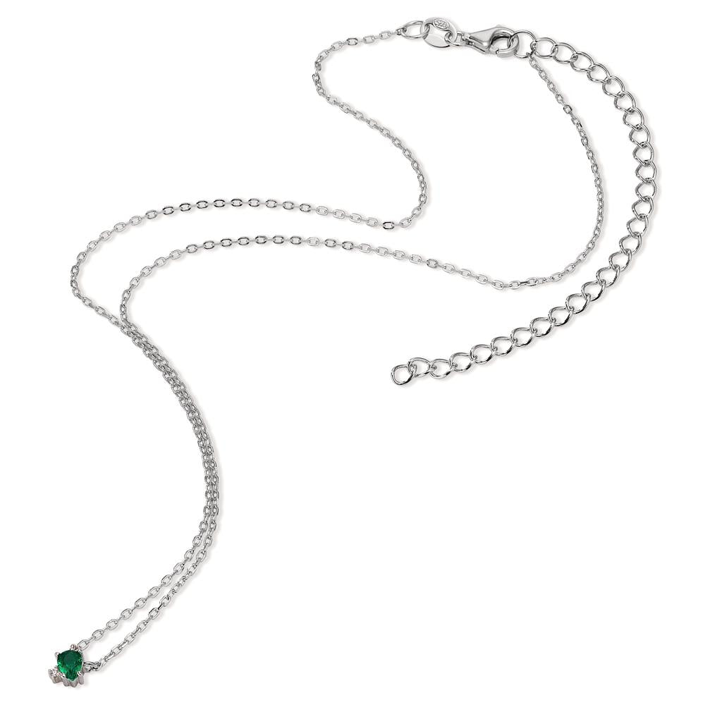 Collier Sølv Zirconia 2 Sten rhodineret 35-43 cm